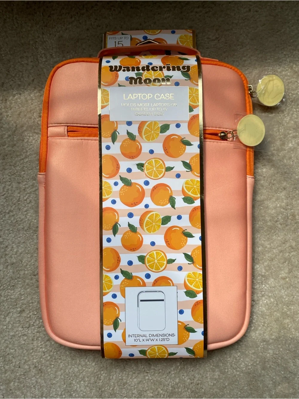 Peach Pink Padded Laptop Sleeve